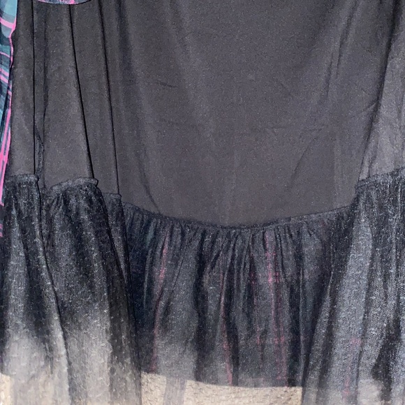 1901 Tartan Skirt Washed Faded Effect with Dotted Tulle Slip and Pockets SIZE M - Picture 4 of 13